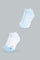Redtag-White/Blue-Ankle-Socks-2Pcs-Pack-Ankle-Length-Senior-Girls-9 to 14 Years