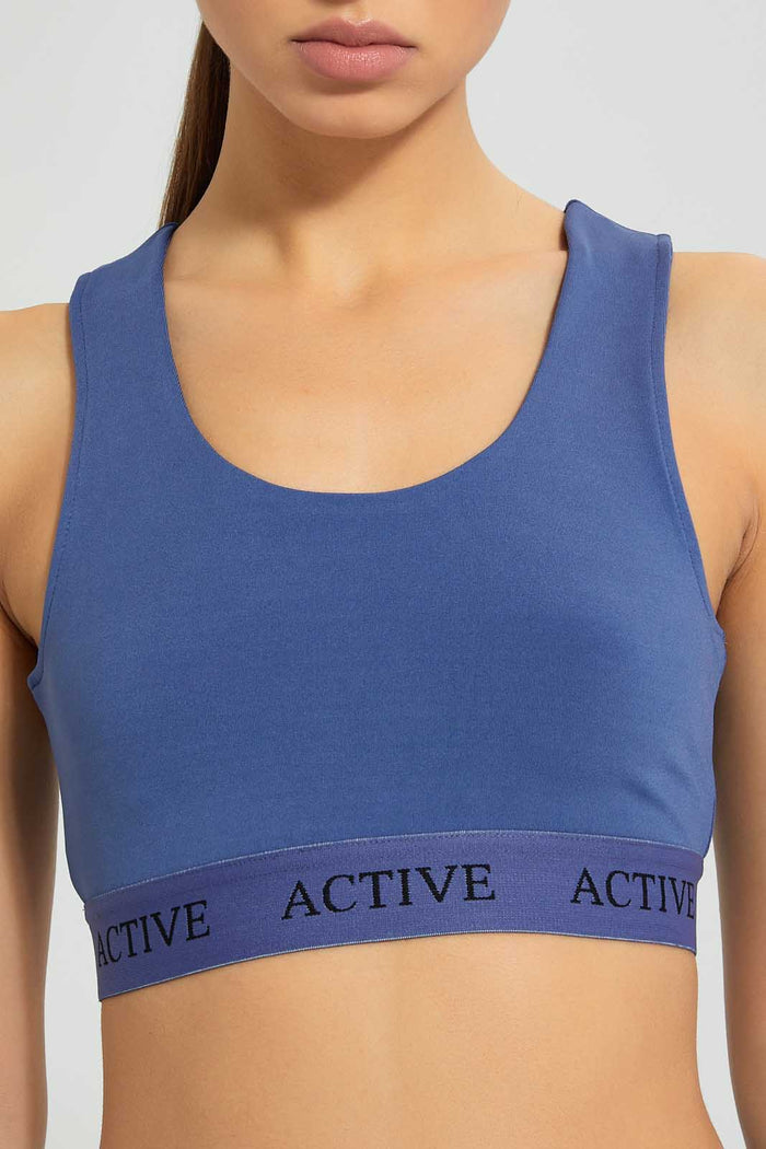 Redtag-Blue-Bra-With-Placement-Print-Active-Tees-Women's-