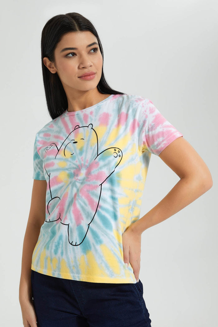 Redtag-Tie-Dye-We-Bare-Bears-Print-T-Shirt-Colour:Assorted,-Filter:Women's-Clothing,-New-In,-New-In-Women,-Non-Sale,-S22B,-Section:Women,-Women-T-Shirts-Women's-