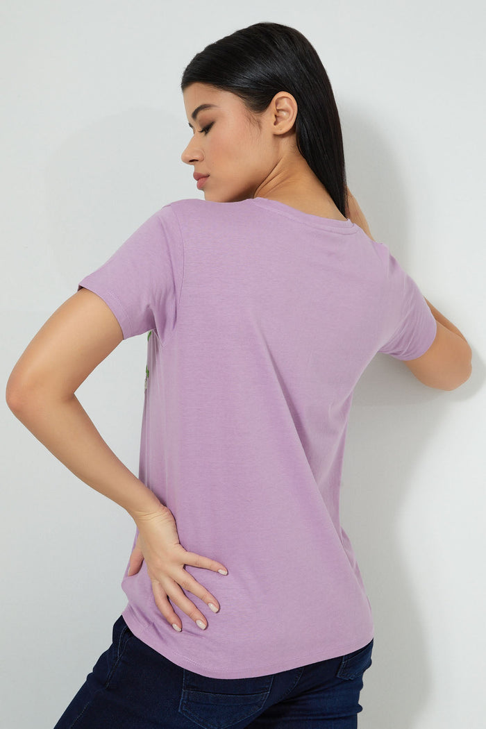 Redtag-Purple-Snoopy-Print-T-Shirt-Colour:Purple,-Filter:Women's-Clothing,-New-In,-New-In-Women,-Non-Sale,-S22B,-Section:Women,-Women-T-Shirts-Women's-