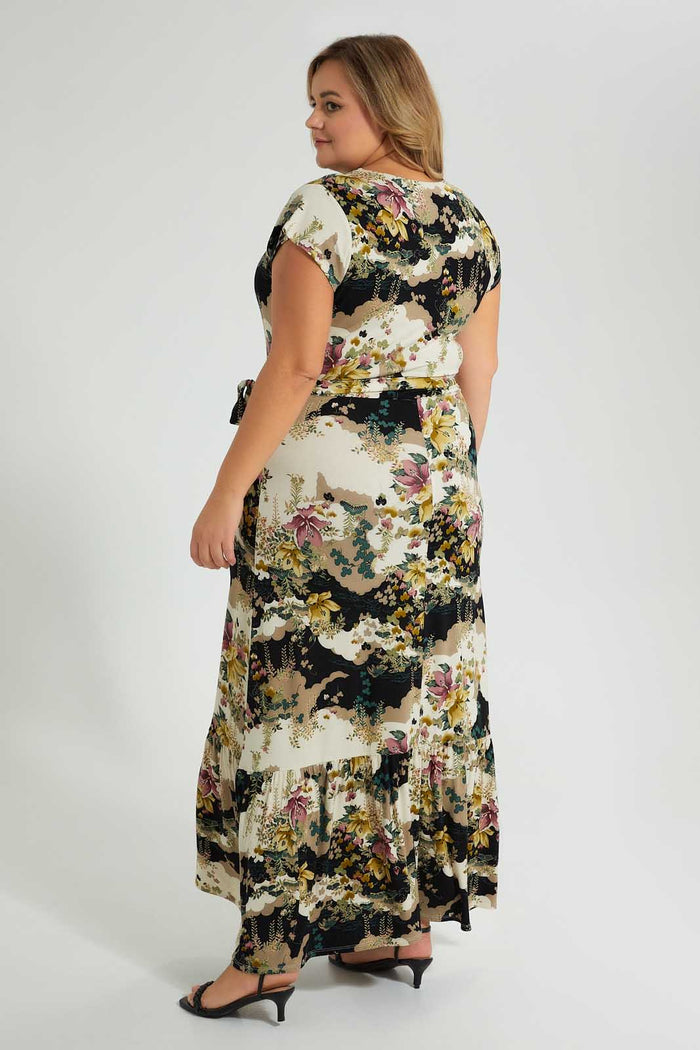 Redtag-All-Over-Printed-Maxi-Dress-With-Belt-Colour:Assorted,-Filter:Plus-Size,-LDP-Dresses,-New-In,-New-In-LDP,-Non-Sale,-S22B,-Section:Women-Women's-
