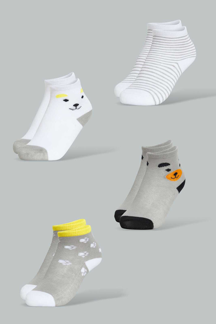 Redtag-White-Full-Length-Socks-(4-Pack)-Ankle-Socks-Infant-Boys-3 to 24 Months