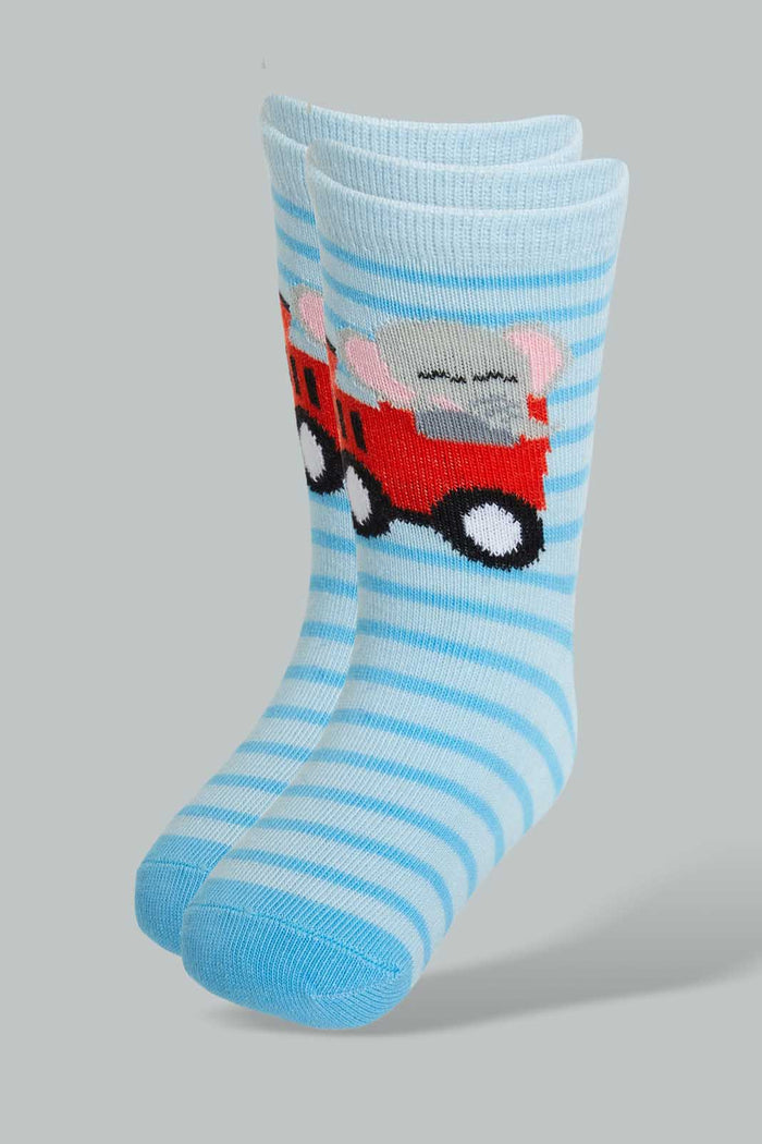Redtag-Blue-Car-Print-4-Pack-Socks-(Full-Length)-Full-Length-Infant-Boys-3 to 24 Months