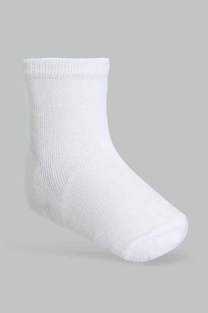 Redtag-White-Solid-Four-Pc-Pack-Full-Length-Socks-Full-Length-Socks-Infant-Girls-3 to 24 Months