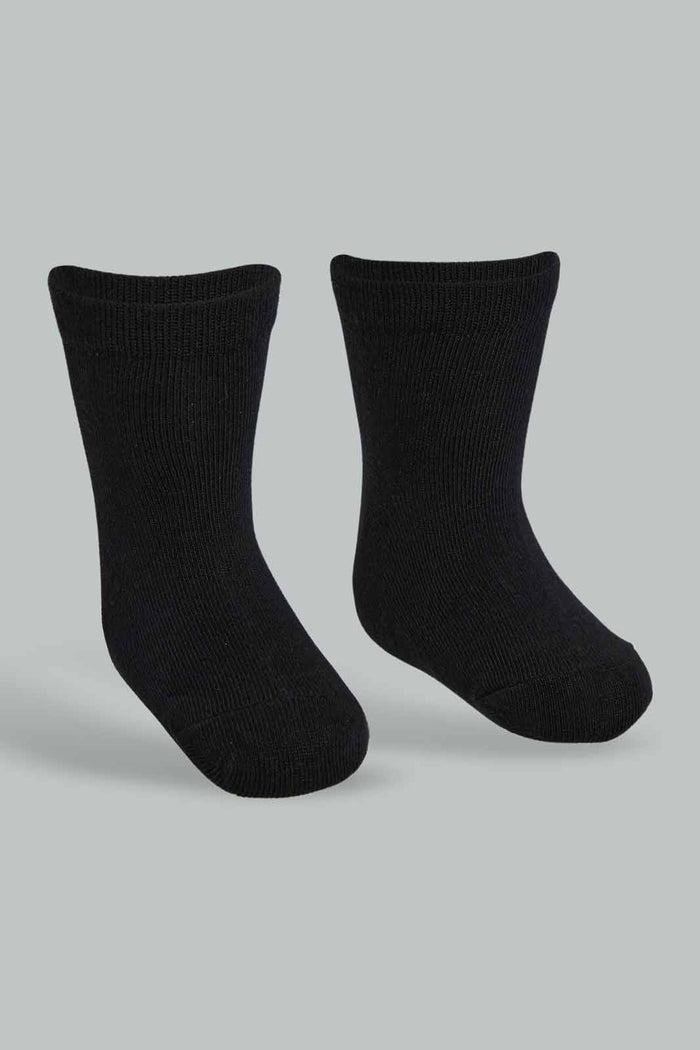 Redtag-Black-Solid-Four-Pc-Pack-Ankle-Length-Socks-Ankle-Socks-Infant-Girls-3 to 24 Months
