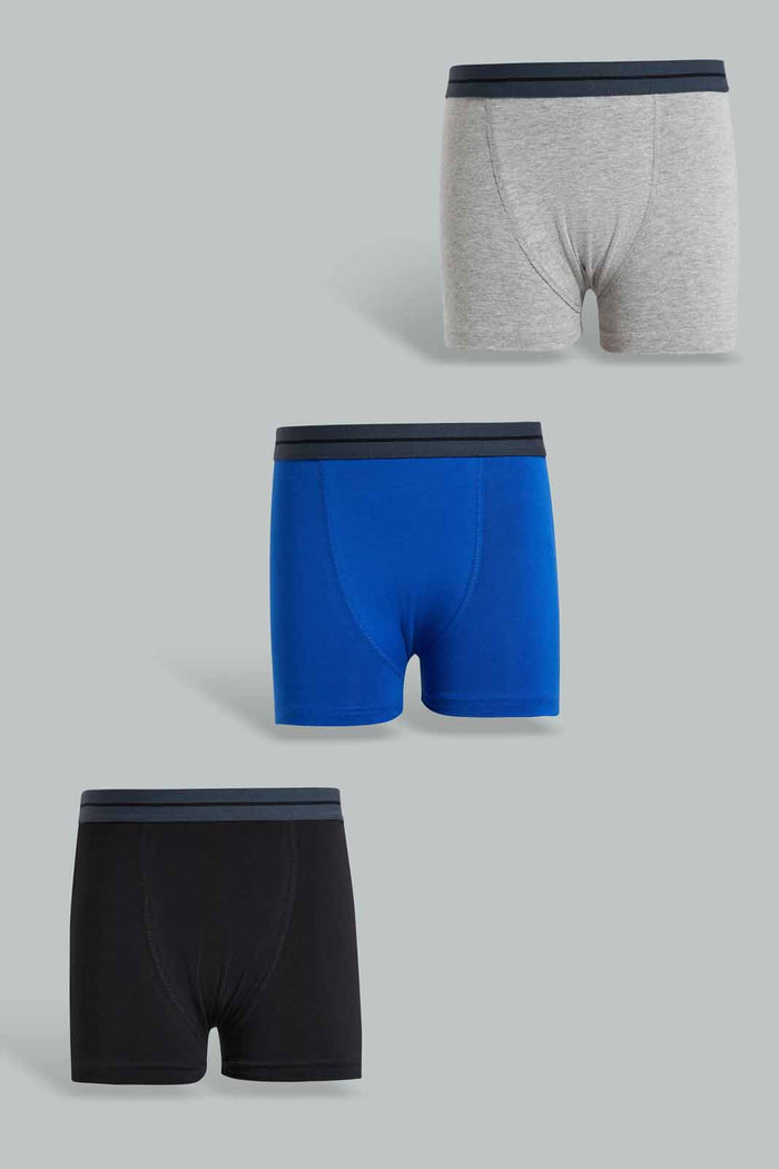 Redtag-Royal-Blue/Black/Grey-Mel-3-Pcs-Pack-Boxer-Shorts-365,-BSR-Boxers,-Category:Boxers,-Colour:Assorted,-Deals:New-In,-Filter:Senior-Boys-(9-to-14-Yrs),-New-In-BSR-APL,-Non-Sale,-Section:Boys-(0-to-14Yrs)-Senior-Boys-9 to 14 Years
