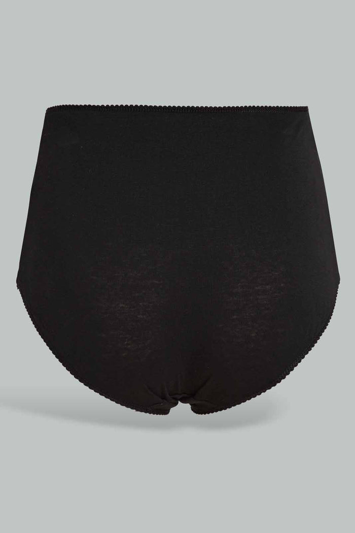Redtag-Black-Plain-Mama-Briefs-(5-Pack)-365,-Category:Briefs,-Colour:Black,-Deals:New-In,-Filter:Women's-Clothing,-New-In-Women-APL,-Non-Sale,-Section:Women,-Women-Briefs--