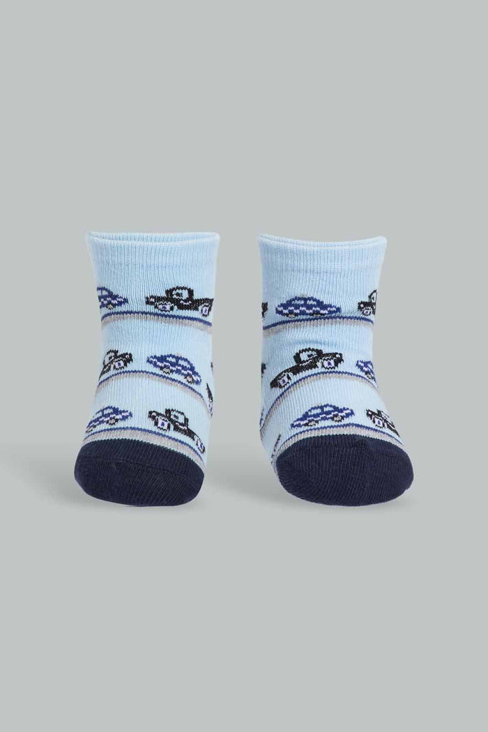 Redtag-Blue-Printed-With-Striped-Impulse-Socks-2-Pack-Socks-(Ankle-Length)-365,-Category:Socks,-Colour:Assorted,-Deals:New-In,-Filter:Infant-Boys-(3-to-24-Mths),-IMP,-INB-Socks,-New-In-INB-APL,-Non-Sale,-Section:Boys-(0-to-14Yrs)-Infant-Boys-3 to 24 Months