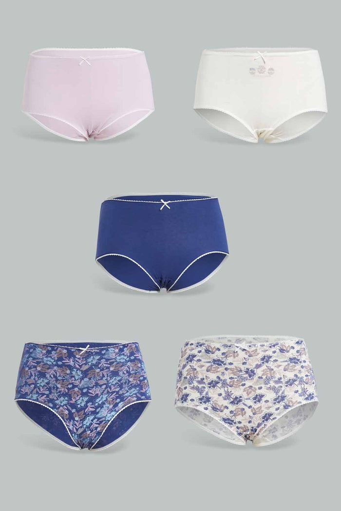 Redtag-Assorted-Print/Plain-Mama-Briefs-(5-Pack)-365,-Category:Briefs,-Colour:Assorted,-Deals:New-In,-Filter:Women's-Clothing,-New-In-Women-APL,-Non-Sale,-Section:Women,-Women-Briefs--
