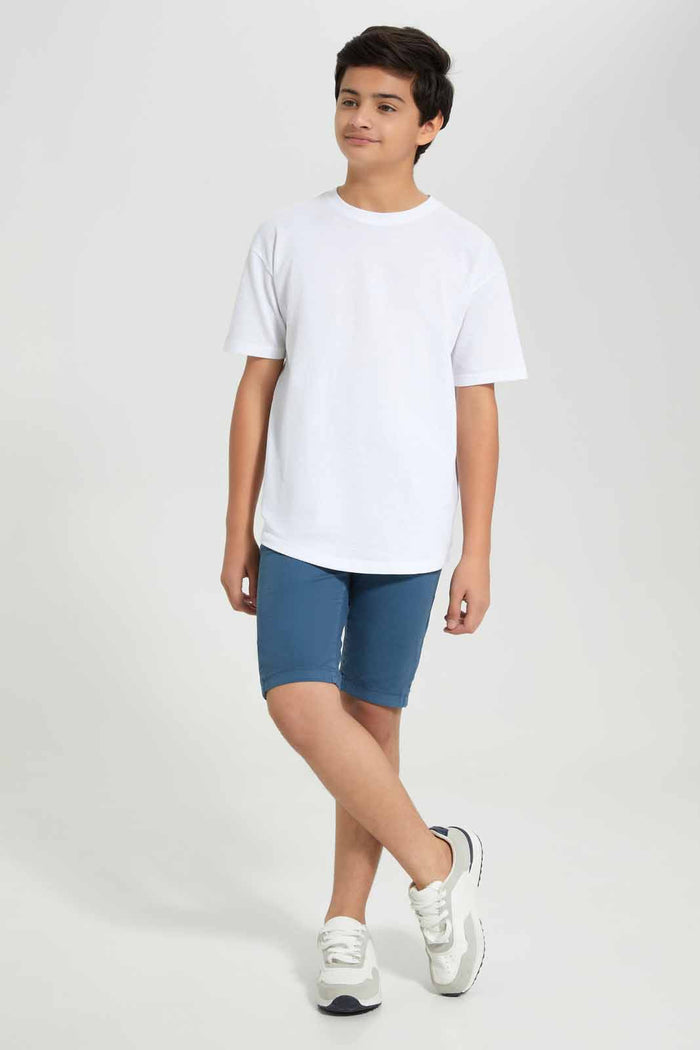 Redtag-White-Popcorn-Kint-Dropdown-Shoulder-T-Shirt-BSR-T-Shirts,-Category:T-Shirts,-Colour:White,-Deals:New-In,-Filter:Senior-Boys-(8-to-14-Yrs),-New-In-BSR-APL,-Non-Sale,-Section:Boys-(0-to-14Yrs),-TBL,-W22B-Senior-Boys-9 to 14 Years