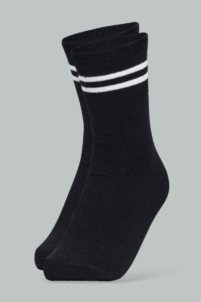 Redtag-Boys-Striped-Pack-Of-3---Crew-Length---Grey/-Black/-White-365,-BSR-Socks,-Category:Socks,-Colour:Assorted,-Deals:New-In,-Filter:Senior-Boys-(8-to-14-Yrs),-New-In-BSR-APL,-Non-Sale,-Section:Boys-(0-to-14Yrs)-Senior-Boys-9 to 14 Years