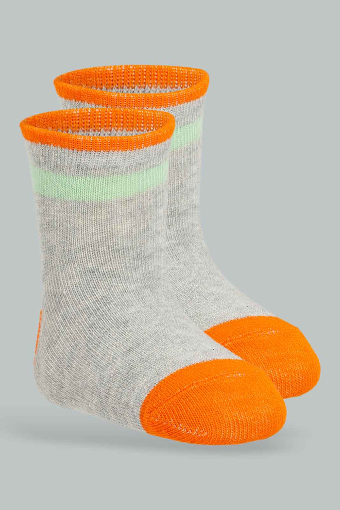 Redtag-Boys-Pack-Of-3-Assorted---Orange/Brown/White-365,-Category:Socks,-Colour:Coral,-Deals:New-In,-Filter:Infant-Boys-(3-to-24-Mths),-INB-Socks,-New-In-INB-APL,-Non-Sale,-Section:Boys-(0-to-14Yrs)-Infant-Boys-3 to 24 Months
